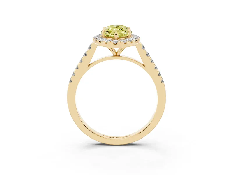 Marquise Halo Engagement Ring Setting for a Fancy Yellow Lab-Grown Diamond | Pave Shoulders | Yellow Gold