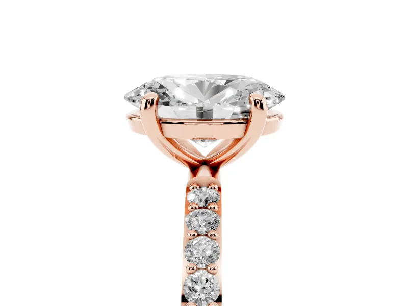 2 Carat Oval Lab-Grown Diamond Solitaire Engagement Ring | Pavé Shoulders | Rose Gold