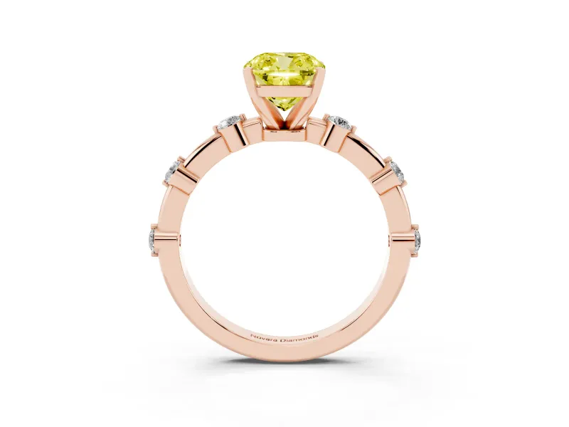Cushion Cut Bar Set Engagement Ring Setting for a Fancy Yellow Lab-Grown Diamond | Rose Gold
