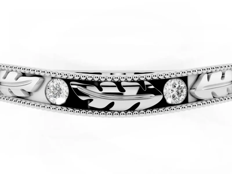 Round Diamond Bezel Eternity Band Set in Silver with Milgrain Detailing