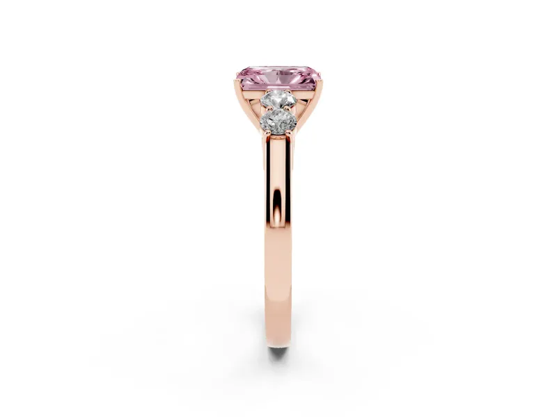Radiant Cut 5 Stone Engagement Ring Setting for a Fancy Pink Lab-Grown Diamond | Rose Gold