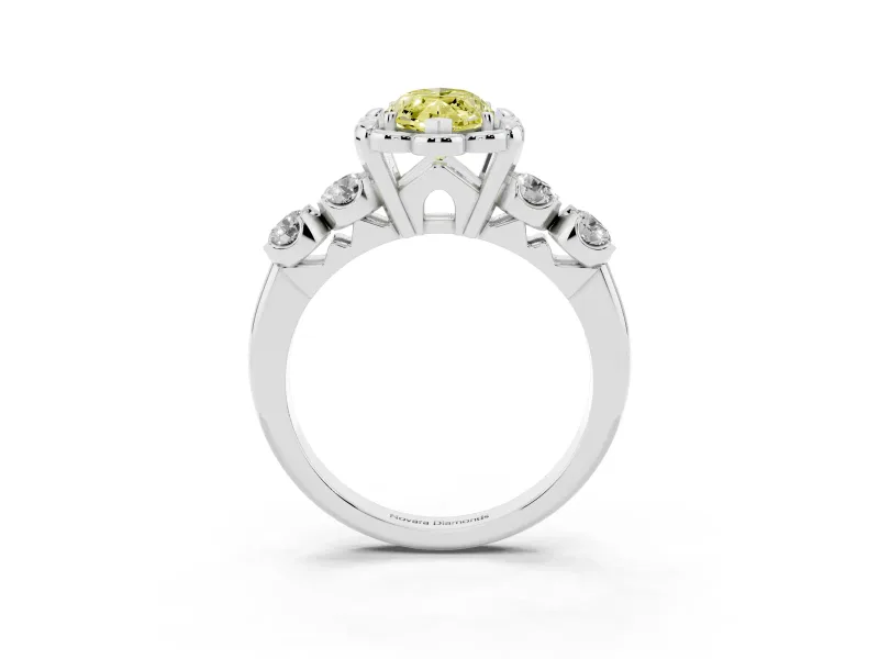 Marquise Floral Engagement Ring Setting for a Fancy Yellow Lab-Grown Diamond | Petal Frame | Sterling Silver