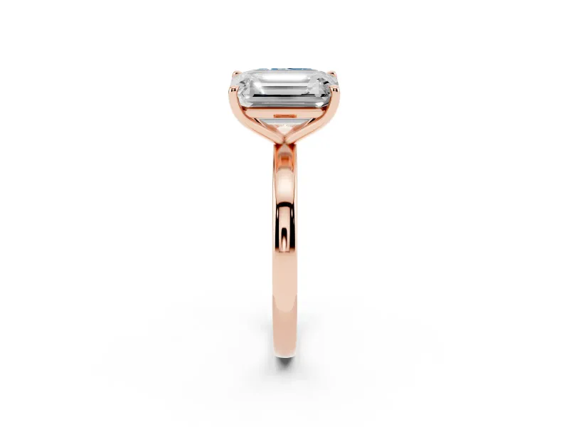 Fancy Blue Radiant Cut and Emerald Cut Toi Moi Ring Set in Rose gold with Prong Setting