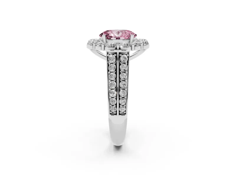 Oval Large Accent Halo Engagement Ring Setting for a Fancy Pink Lab-Grown Diamond | Platinum