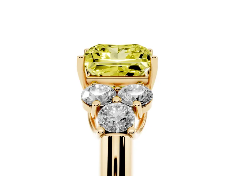 Princess Cut Side Stone Engagement Ring Setting for a Fancy Yellow Lab-Grown Diamond | Yellow Gold