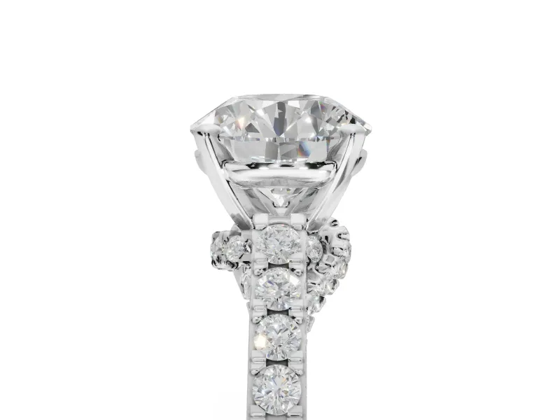 Round Pavé Solitaire Engagement Ring Setting | Crossover Gallery | Platinum