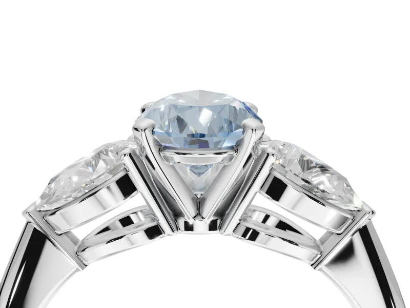 Pear-Shaped 3-Stone Engagement Ring Setting for a Fancy Blue Lab-Grown Diamond | Platinum