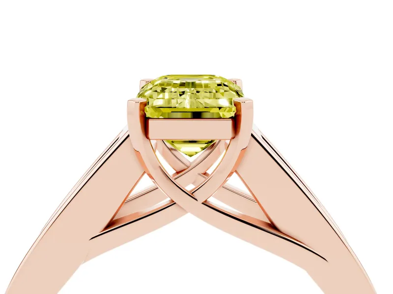 Emerald Cut Channel-Set Engagement Ring Setting for a Fancy Yellow Lab-Grown Diamond | Rose Gold