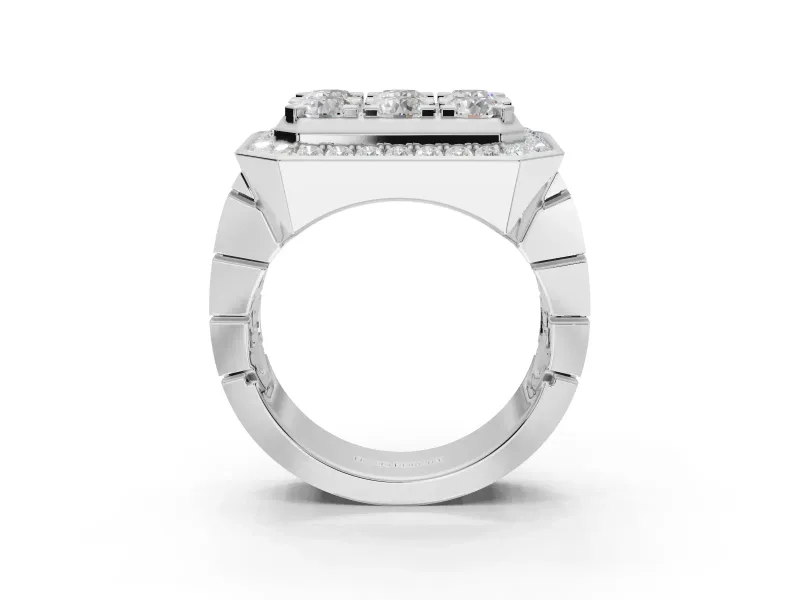 Round Lab-Grown Diamond Men's Cluster Ring | Octagonal Top | Platinum