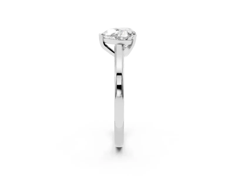 Heart Cut Diamond Solitaire Ring Set in Platinum with Prong Setting and Classic Band
