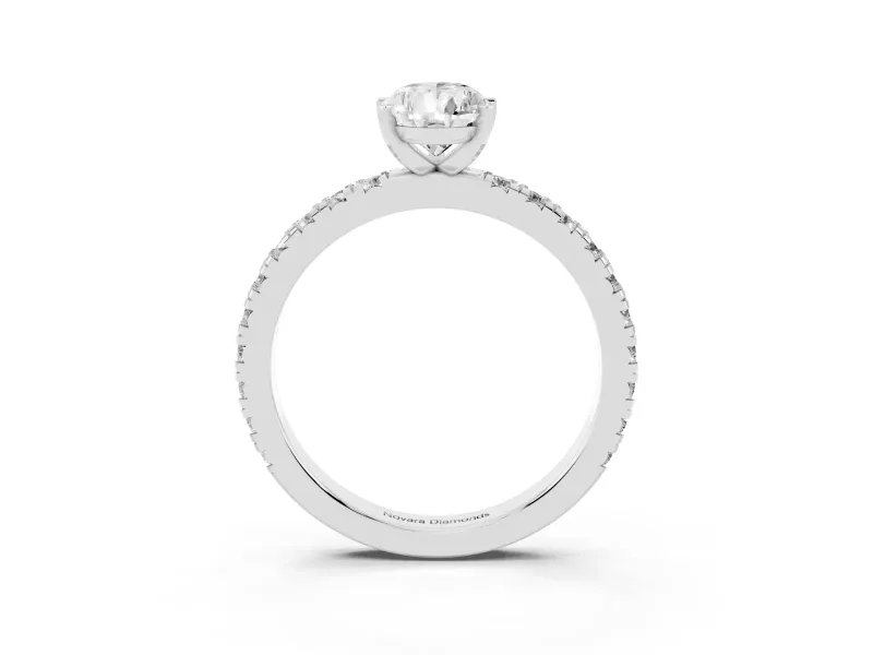 Pear-Shaped Shared Prong Solitaire Engagement Ring Setting | Pavé Band | Platinum