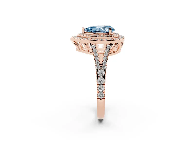 Pear-Shaped Halo Engagement Ring Setting for a Fancy Blue Lab-Grown Diamond | Rose Gold - Design NV-24799