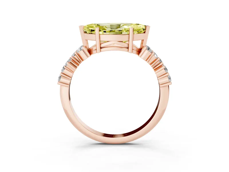 Marquise Scattered Accent Engagement Ring Setting for a Fancy Yellow Lab-Grown Diamond | Rose Gold