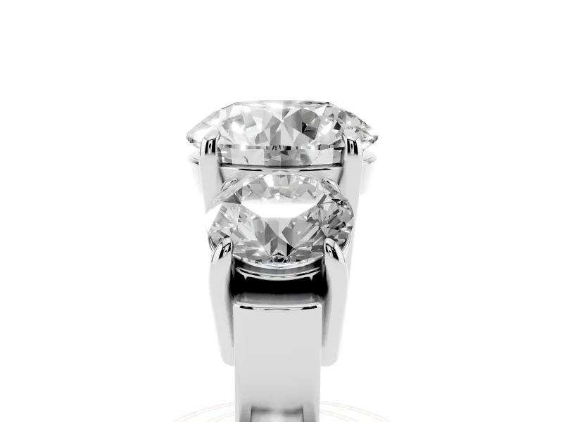 Round Three Stone Engagement Ring Setting | Round Side Stones and Open Baskets | Platinum