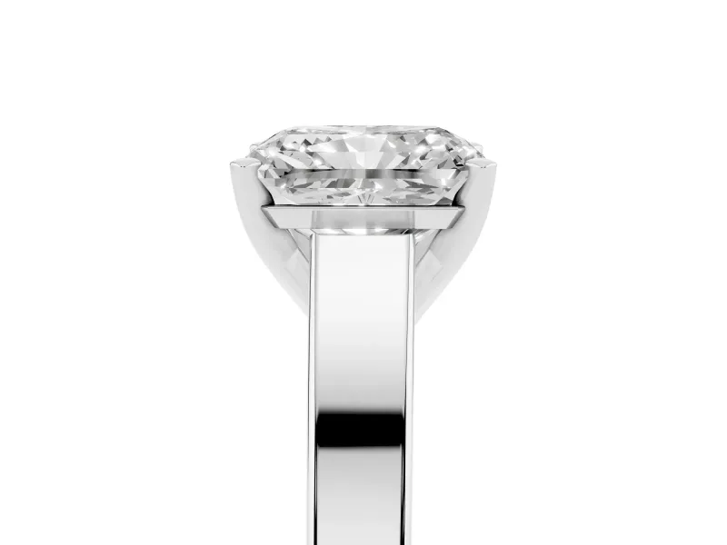 Radiant Cut Diamond Solitaire Engagement Ring Set in Silver with Prong Setting and Tapered Band