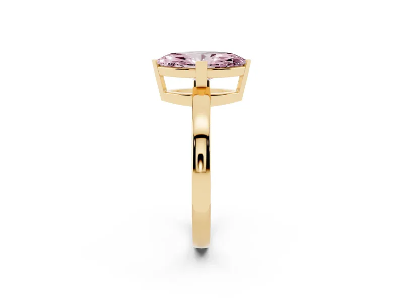 Marquise Solitaire Engagement Ring Setting for a Fancy Pink Lab-Grown Diamond | Flat Tab Prongs | Yellow Gold