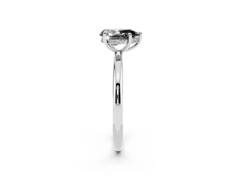 Pear-Shaped Hidden Halo Ring Setting for a Black Center | Sterling Silver