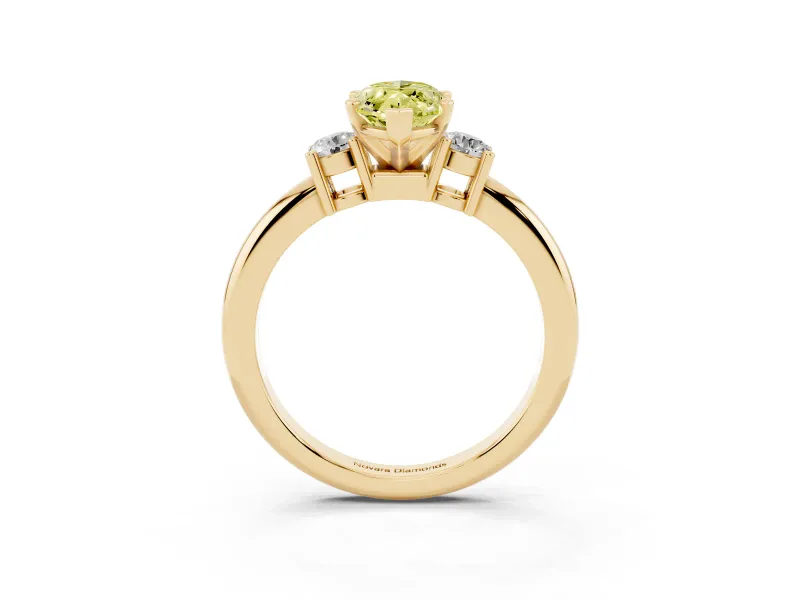 Marquise Three Stone Engagement Ring Setting for a Fancy Yellow Lab-Grown Diamond | Round Side Stones | Yellow Gold