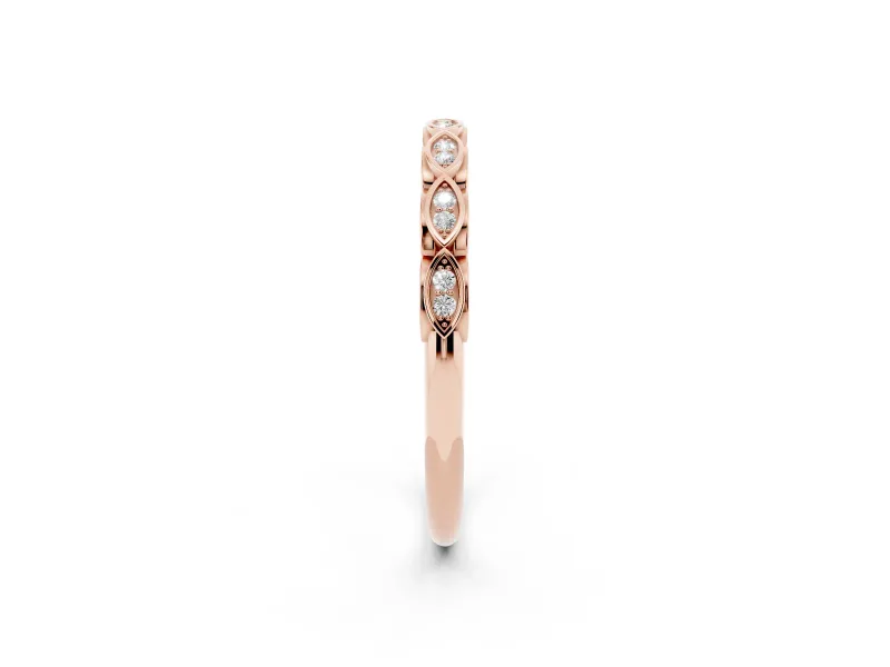 Marquise Motif Diamond Openwork Eternity Band Set in Rose gold with Pavé and Bezel Setting