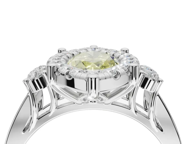Marquise Halo Engagement Ring Setting for a Fancy Yellow Lab-Grown Diamond | Graduated Channel Band | Platinum