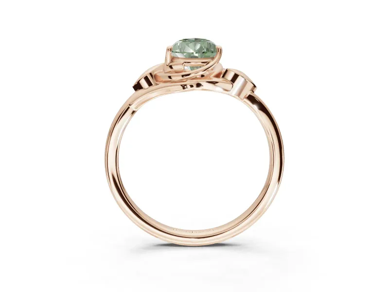 Pear-Shaped Bypass Solitaire Engagement Ring Setting for a Fancy Green Lab-Grown Diamond | Rose Gold