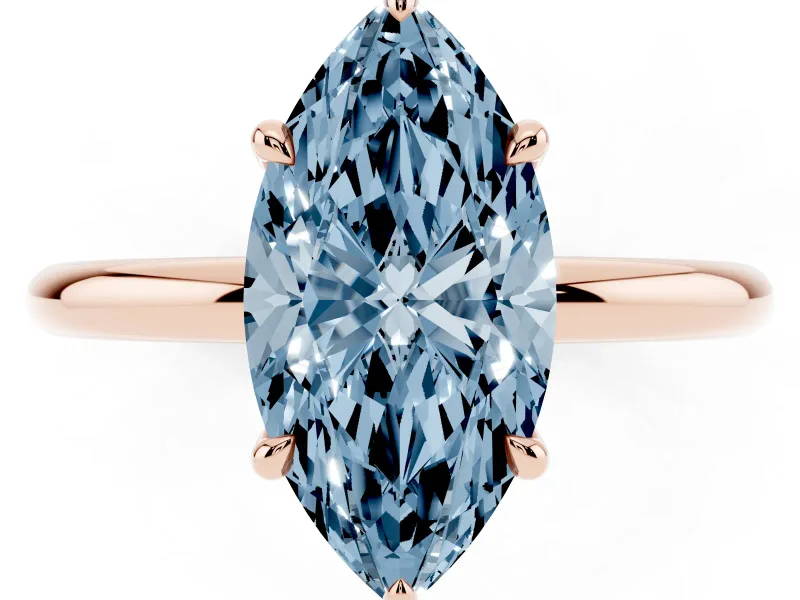 Marquise Hidden Halo Ring Setting for a Fancy Blue Lab-Grown Diamond | Rose Gold