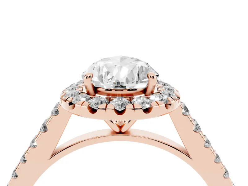 Pear-Shaped Halo Engagement Ring Setting | Pave Shoulders | Rose Gold