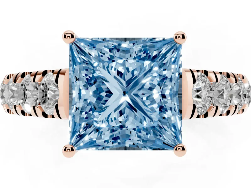 Princess Cut Engagement Ring Setting for a Fancy Blue Lab-Grown Diamond | Rose Gold - Design NV-24643