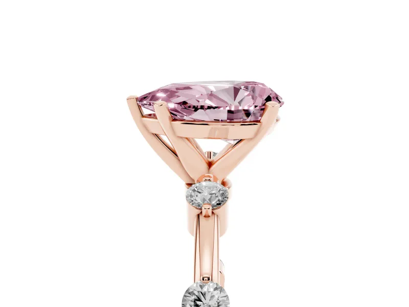 Pear-Shaped Bar Set Engagement Ring Setting for a Fancy Pink Lab-Grown Diamond | Rose Gold