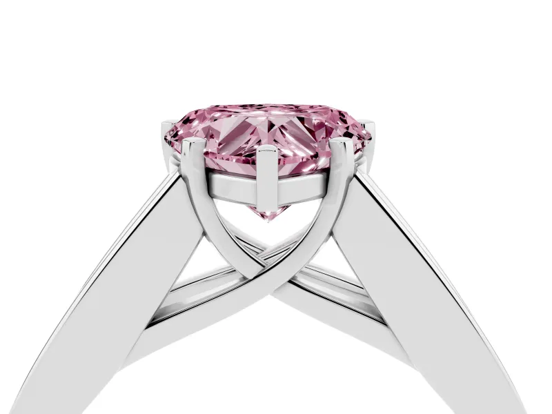 Heart-Shaped Channel-Set Engagement Ring Setting for a Fancy Pink Lab-Grown Diamond | Platinum