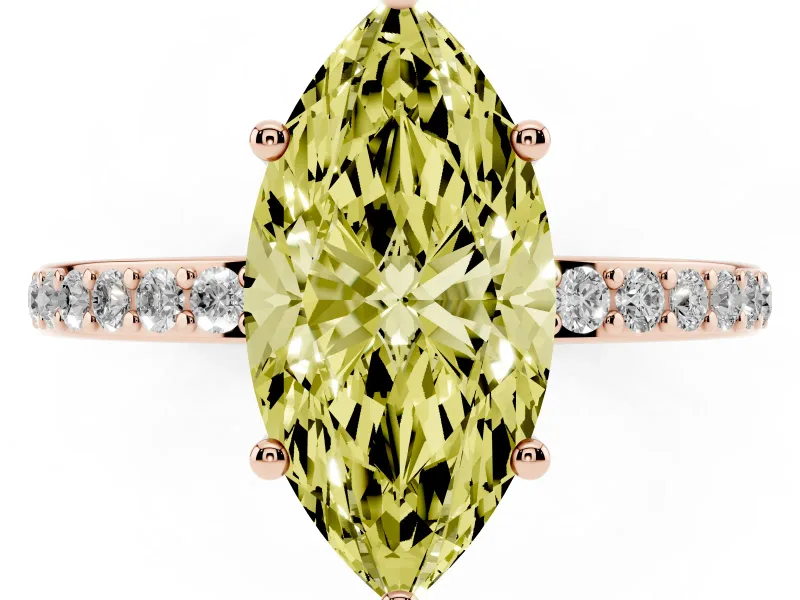 Marquise Hidden Halo Engagement Ring Setting for a Fancy Yellow Lab-Grown Diamond | Rose Gold