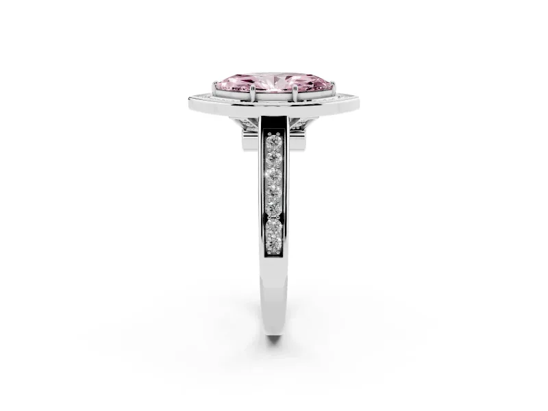 Marquise Rimmed Halo Engagement Ring Setting for a Fancy Pink Lab-Grown Diamond | White Gold