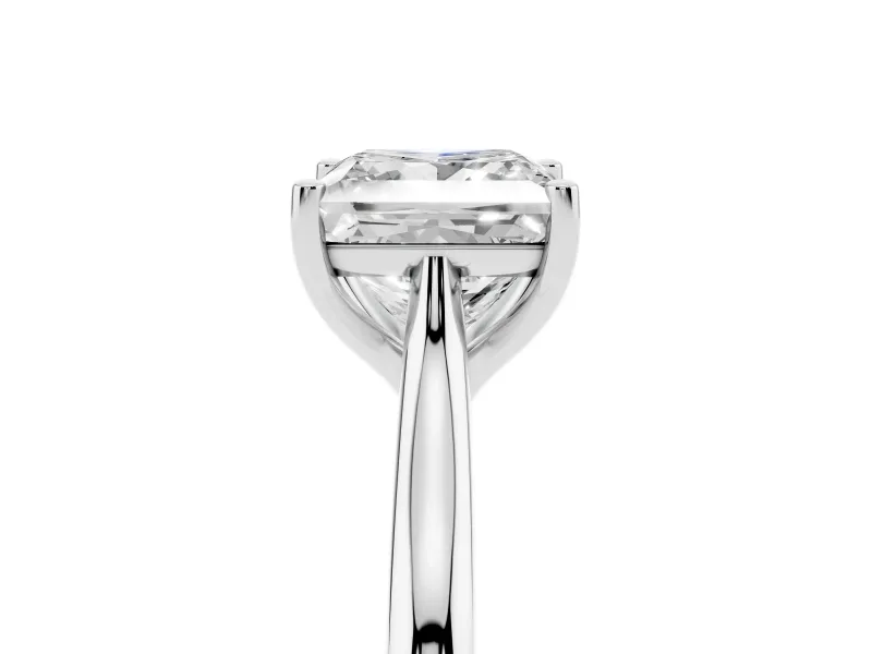 Princess Cut Diamond Solitaire Ring Set in Silver with Cathedral Band and Prong Setting