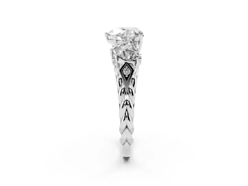 Heart-Shaped Three Stone Engagement Ring Setting | Braided Band | Sterling Silver