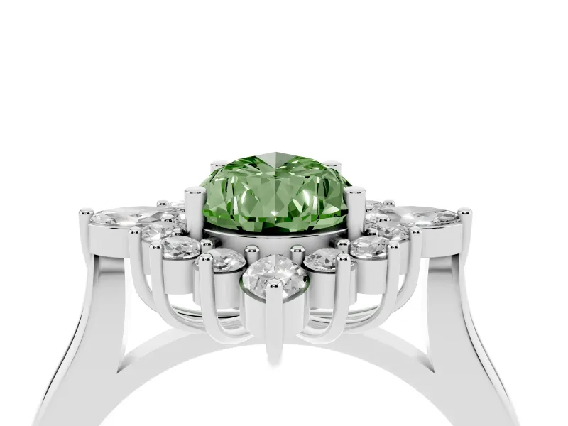 Pear-Shaped Engagement Ring Setting for a Fancy Green Lab-Grown Diamond | White Gold - Design NV-24790