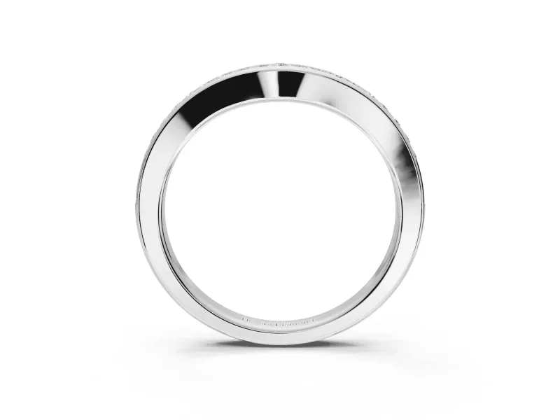 Round Lab-Grown Diamond Contoured Pavé Wedding Band | Smooth Polished Edges | Platinum