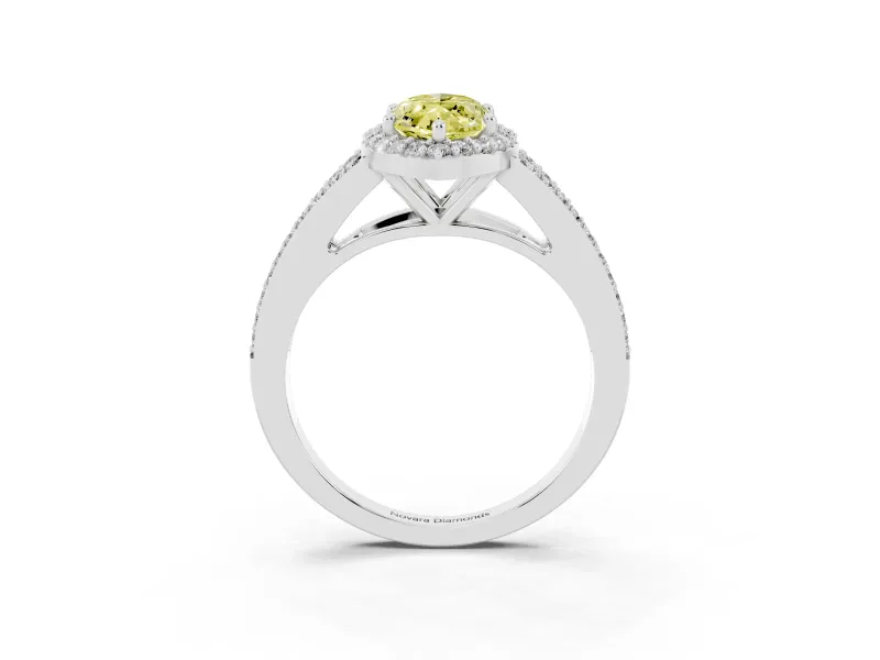 Marquise Split Shank Halo Engagement Ring Setting for a Fancy Yellow Lab-Grown Diamond | Platinum