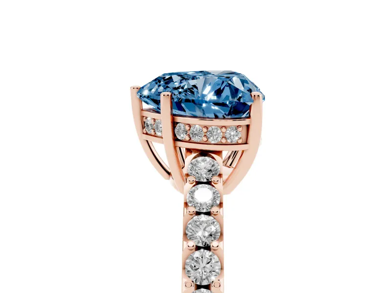Heart-Shaped Engagement Ring Setting for a Fancy Blue Lab-Grown Diamond | Rose Gold - Design NV-24649
