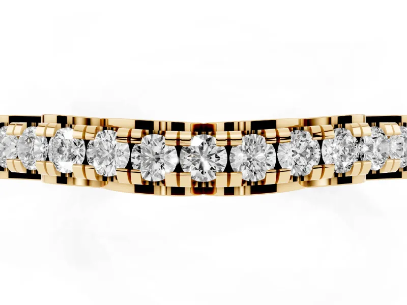 Round Lab-Grown Diamond Shared Prong Half Eternity Wedding Band | Scroll Gallery | Yellow Gold
