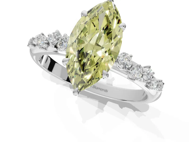 Marquise Graduated Solitaire Engagement Ring Setting for a Fancy Yellow Lab-Grown Diamond | Sterling Silver
