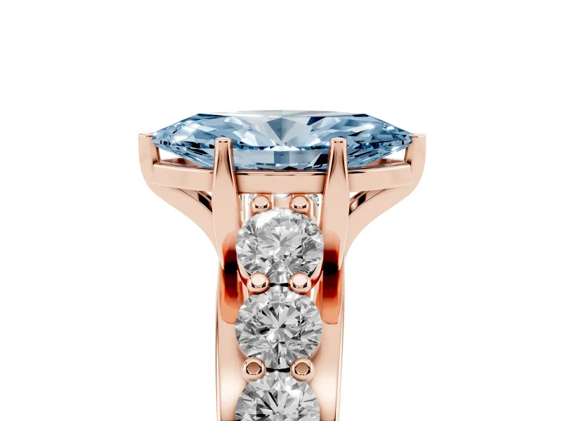 Marquise Graduated Engagement Ring Setting for a Fancy Blue Lab-Grown Diamond | Rose Gold