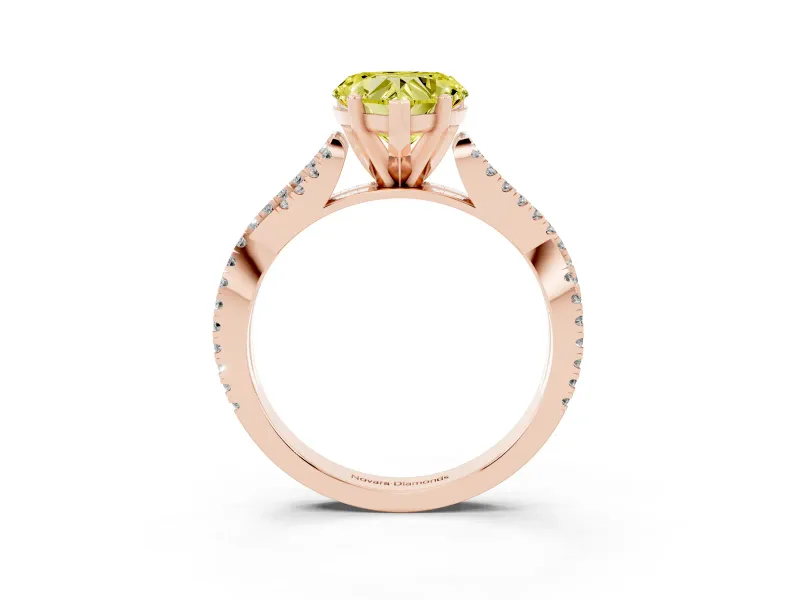 Heart-Shaped Twisted Engagement Ring Setting for a Fancy Yellow Lab-Grown Diamond | Rose Gold