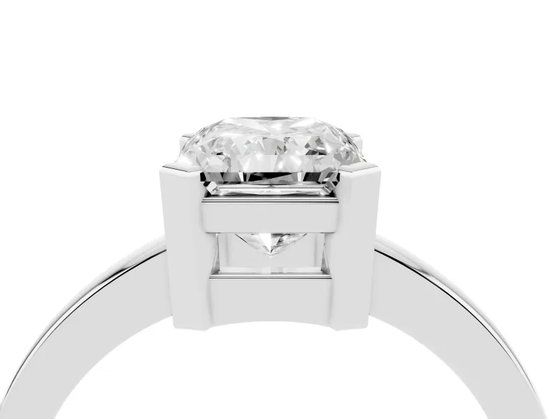 Radiant Cut Solitaire Engagement Ring Setting | Flat Tab Prongs | Sterling Silver