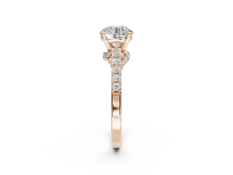 Round Pavé Solitaire Engagement Ring Setting | Crossover Gallery | Rose Gold