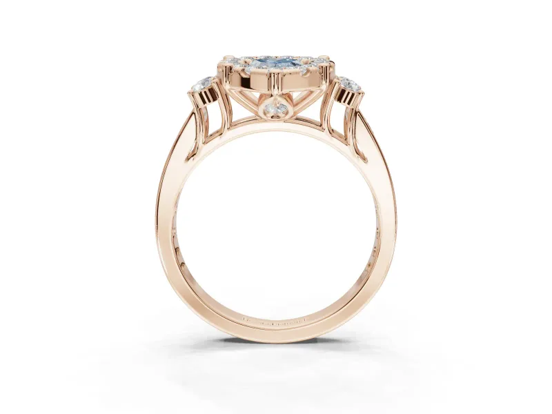 Pear-Shaped Halo Engagement Ring Setting for a Fancy Blue Lab-Grown Diamond | Graduated Channel Band | Rose Gold