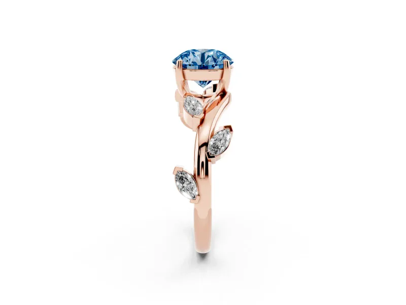 Round Twisted Vine Engagement Ring Setting for a Fancy Blue Lab-Grown Diamond | Rose Gold