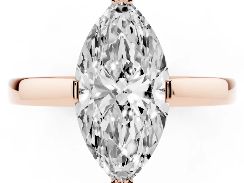 Marquise Solitaire Engagement Ring Setting | Flat Tab Prongs | Rose Gold