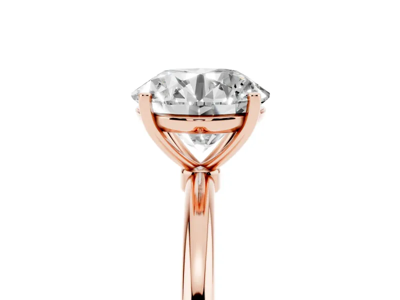 Round Thin Solitaire Engagement Ring Setting | Straight Plain Band | Rose Gold