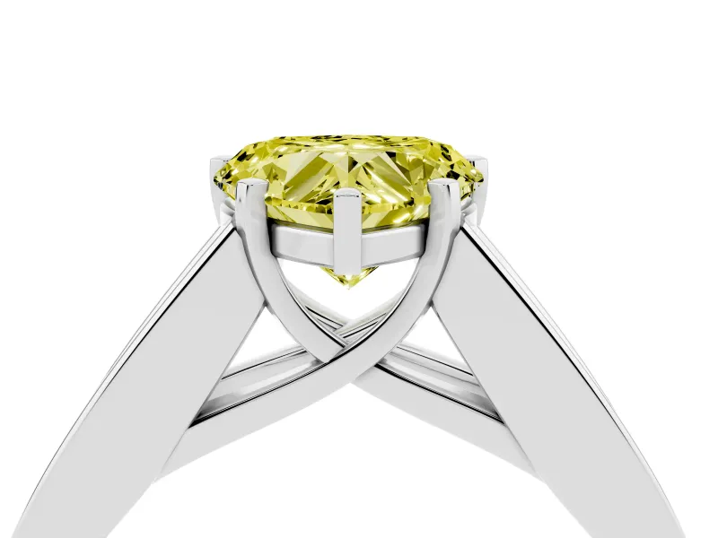 Heart-Shaped Channel-Set Engagement Ring Setting for a Fancy Yellow Lab-Grown Diamond | Platinum