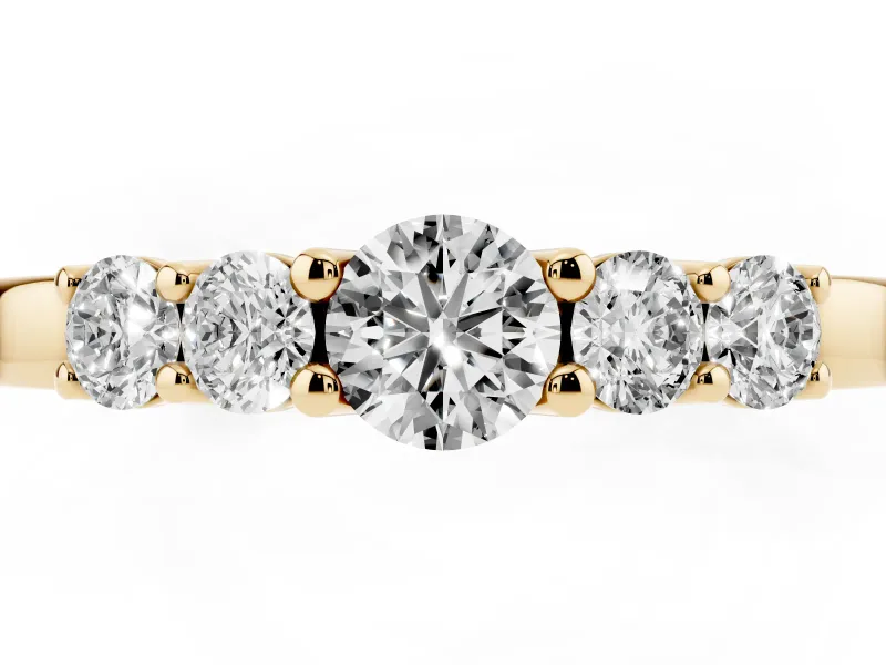 Five-Stone Round Diamond Prong-Set Half Eternity Band Set in Yellow gold